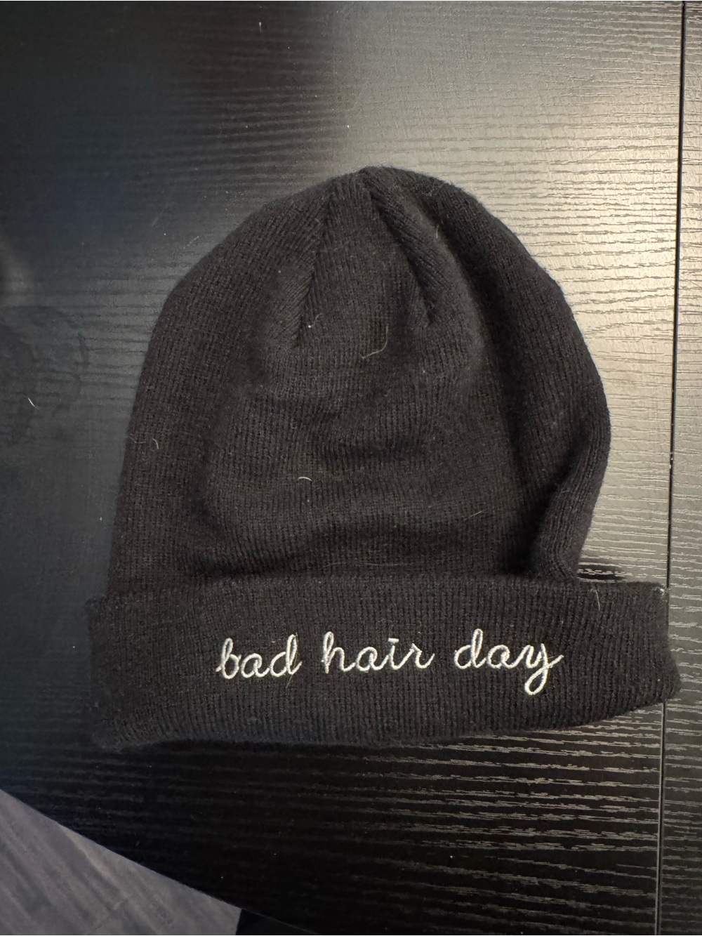 Black 'Bad Hair Day' Knit Beanie - Accessories